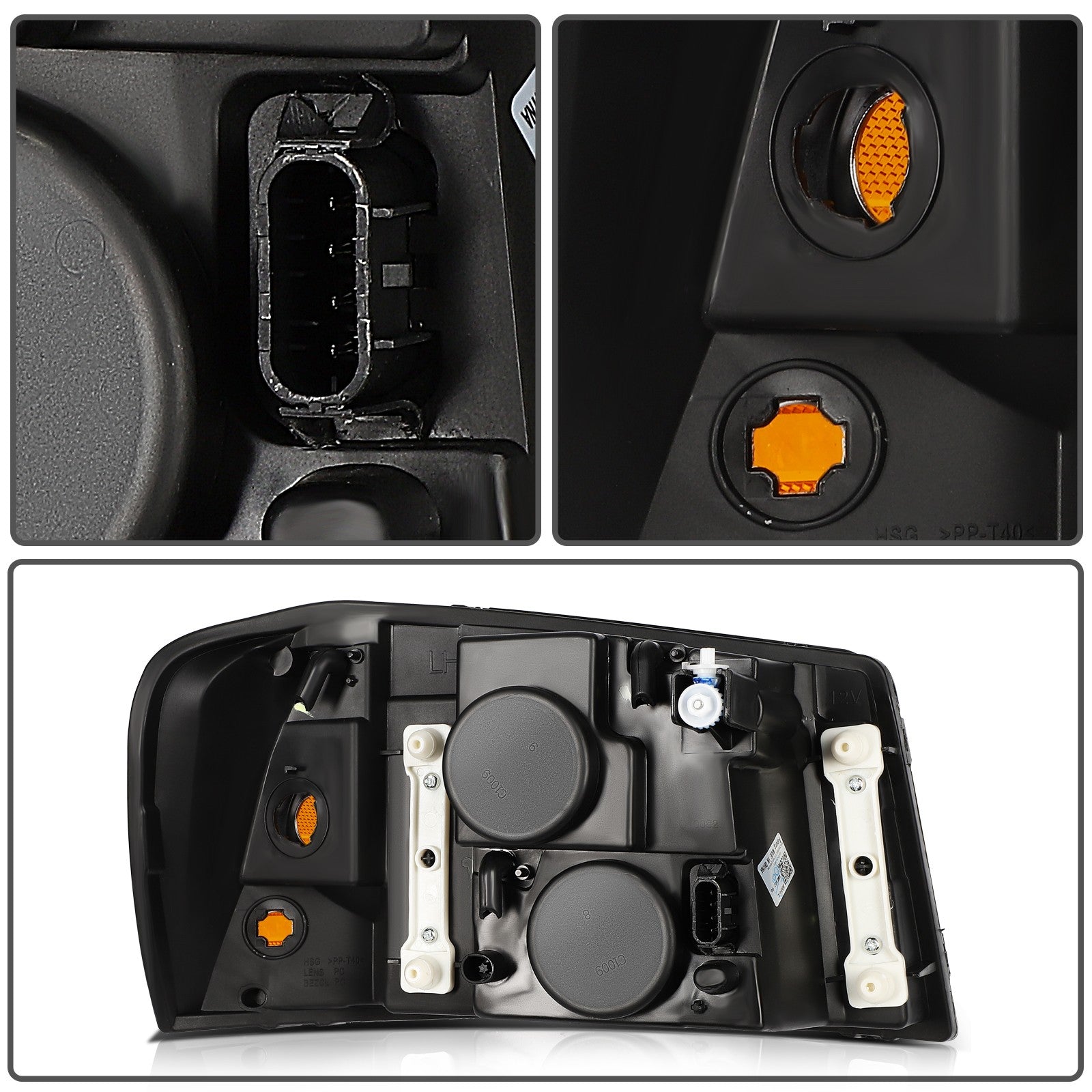 ECCPP Headlights Assembly For GMC Envoy 4.2L 5.3L 2005-2009 Pair Kit Black Amber 6B93BC-57