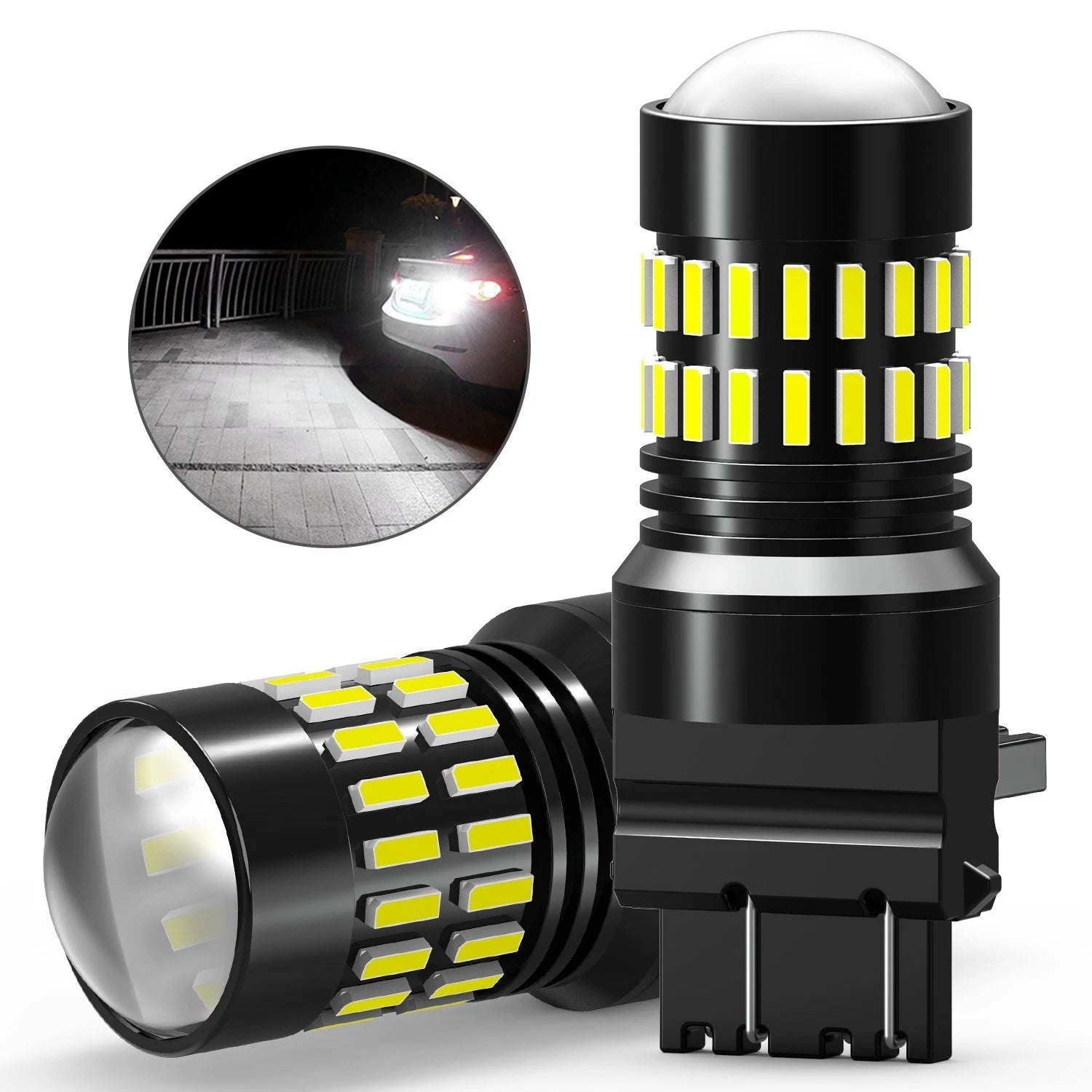 4X 3157 4157 3057 LED DRL Driving Daytime Running Light Bulbs 2400LM White 48H C 6B93BC-57