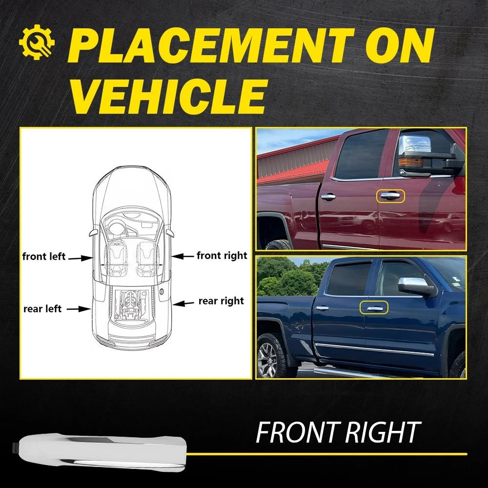 Exterior Door Handle Front Passenger Chrome For Chevrolet Silverado 1500 14-19 A 6B93BC-57
