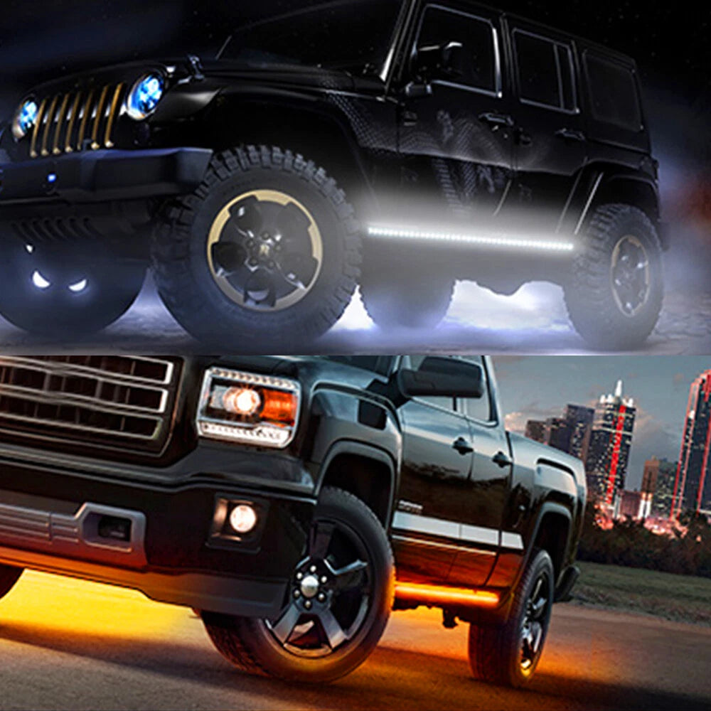2X 60" LED Running Board Light Side Step Strip Bar White Amber Turn Signal Truck 6B93BC-57