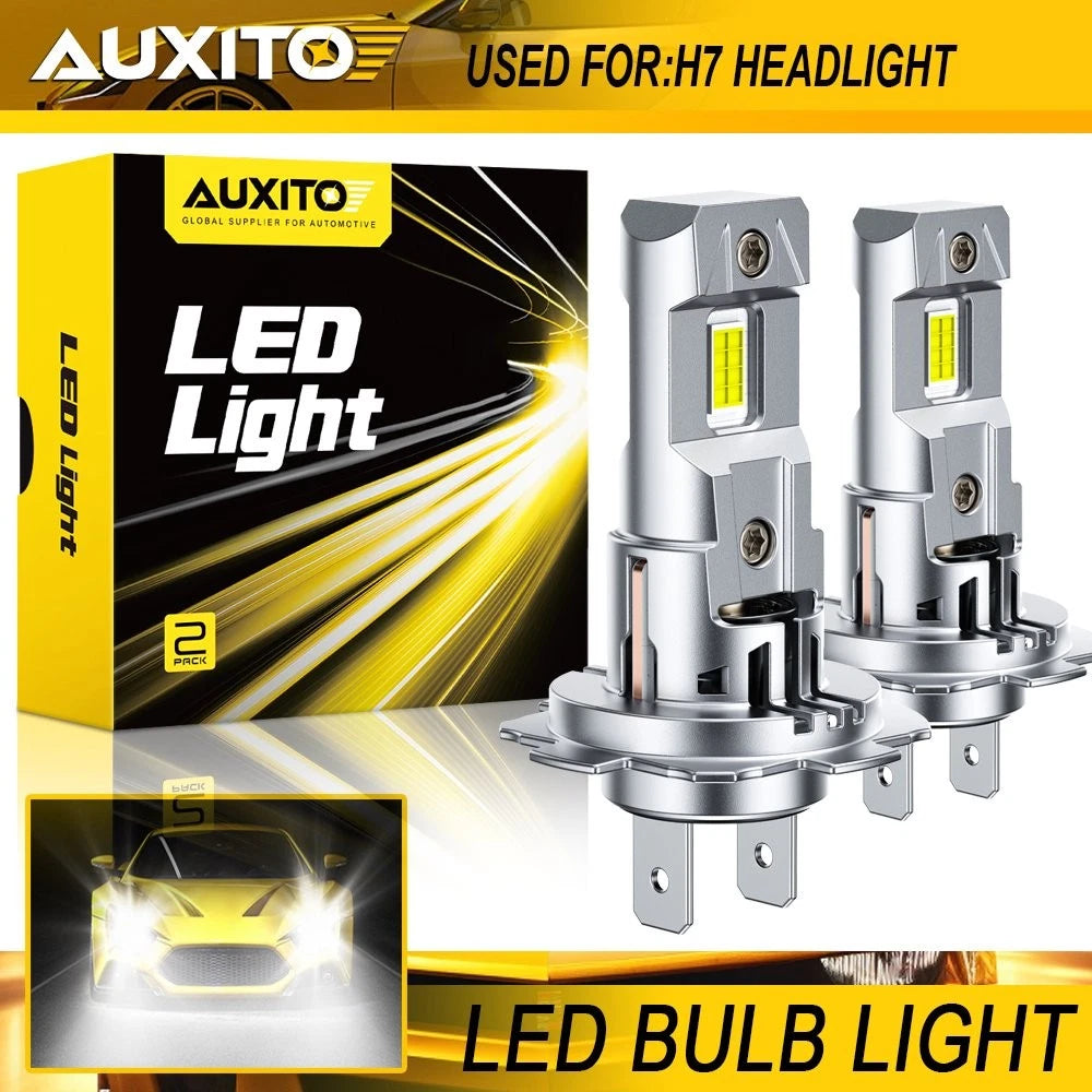 2X AUXITO H7 LED Headlight Bulb Kit High Low Beam 6500K Super White 30000LM M6S AUXITO