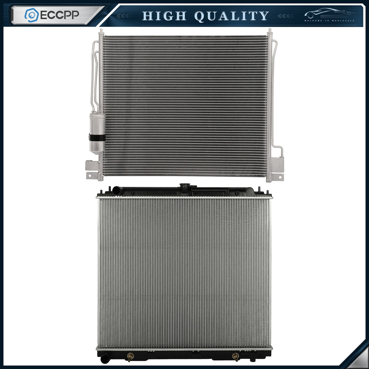 Aluminum Radiator & AC Condenser Cooling Kit For 2005-2016 2017 Nissan Frontier 6B93BC-57