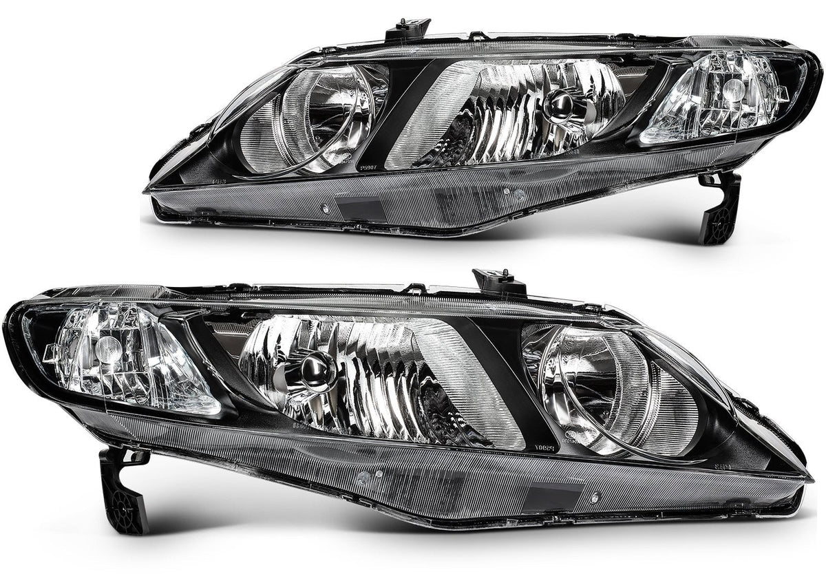 ECCPP Headlights Assembly For Honda Civic 1.8L 2.0L 2006-2011 Pair Kit Black 6B93BC-57