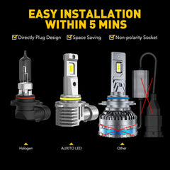 LED Headlight Bulbs Combo Kit 9005 9006 High Low Beam 6500K White Bright M6 EOA 6B93BC-57