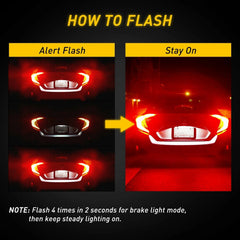 4X AUXITO 7443 7440 Flash Strobe Blinking Red Brake Tail Stop Light LED Bulbs EA AUXITO