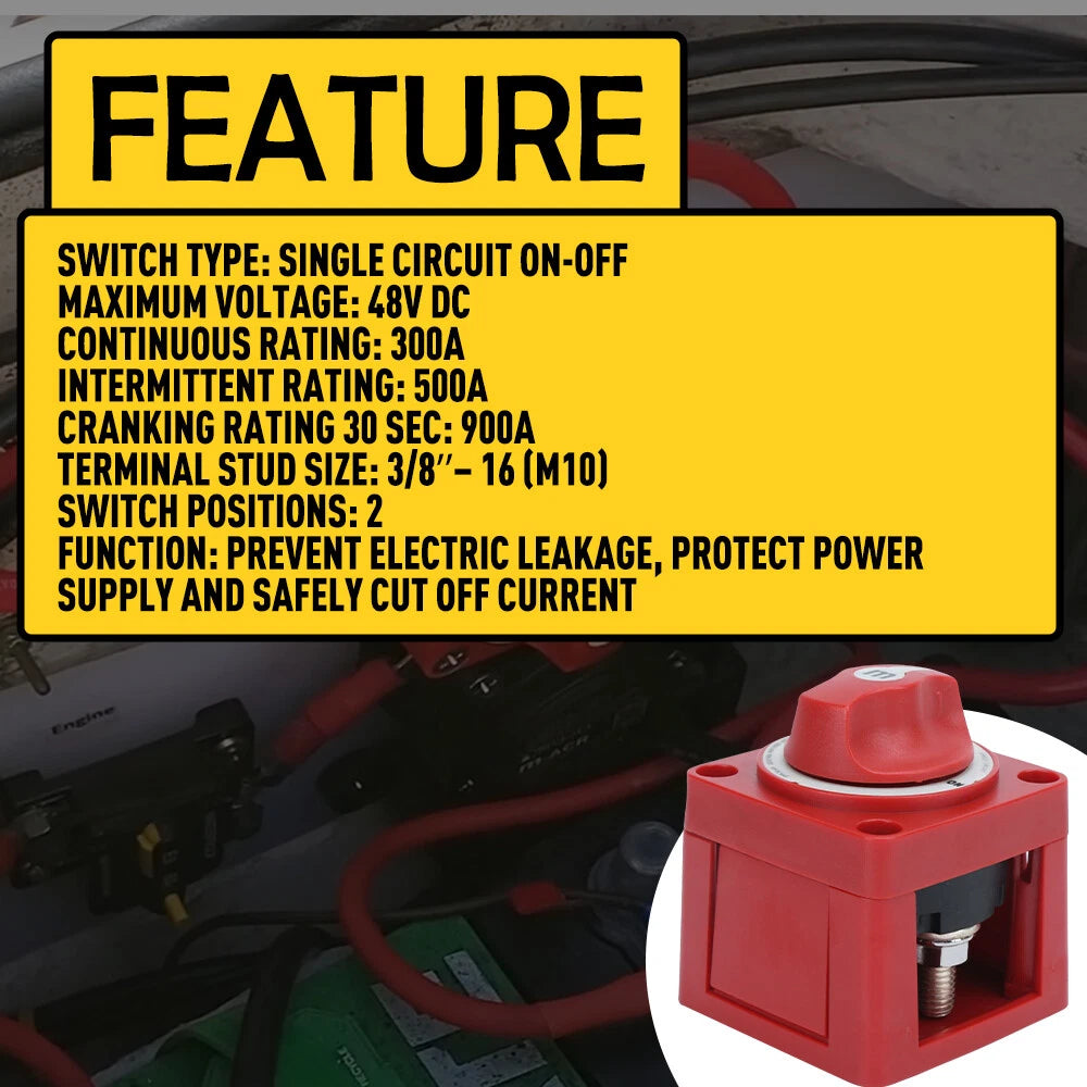 12-48V 300A M-Series Battery Switch On Disconnect Off Power For marine boat RV‘s 6B93BC-57
