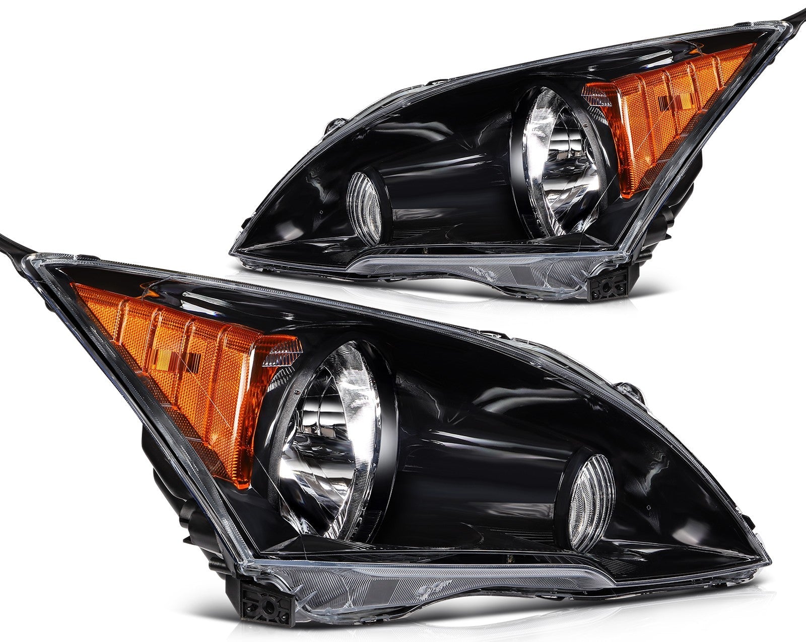ECCPP Headlights Assembly For Honda CR-V CRV 2.4L 2007-2011 Pair Kit Black Amber 6B93BC-57