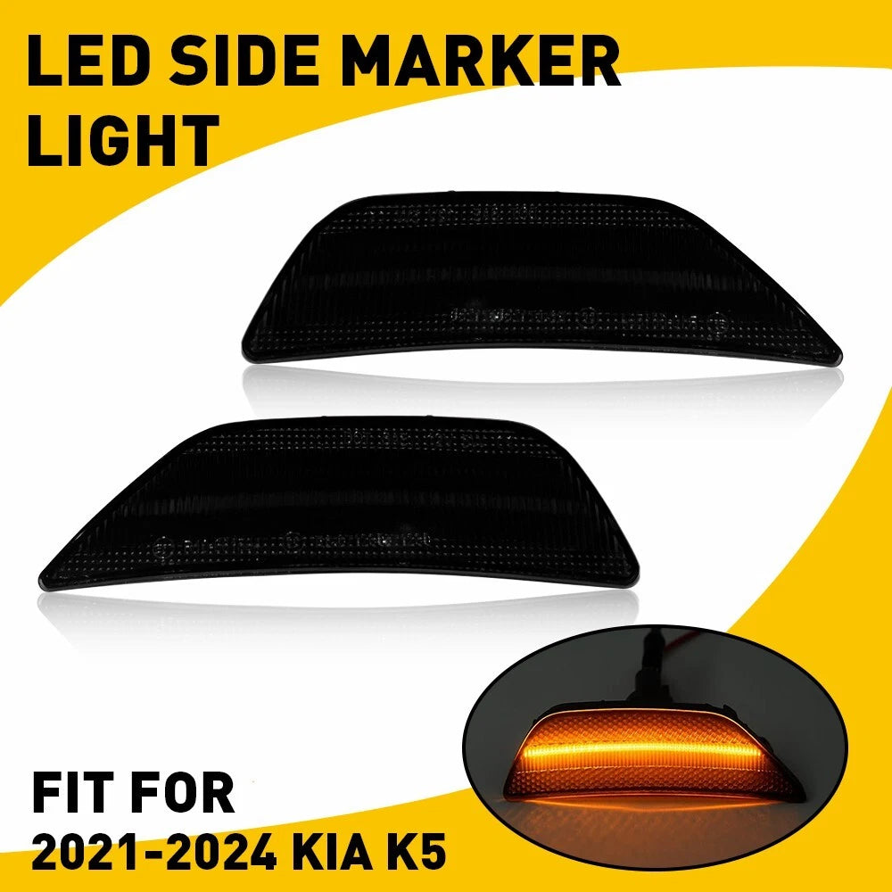 2X For 2021-2024 Kia K5 Smoked Amber LED Front Bumper Side Marker Signal Light A 6B93BC-57