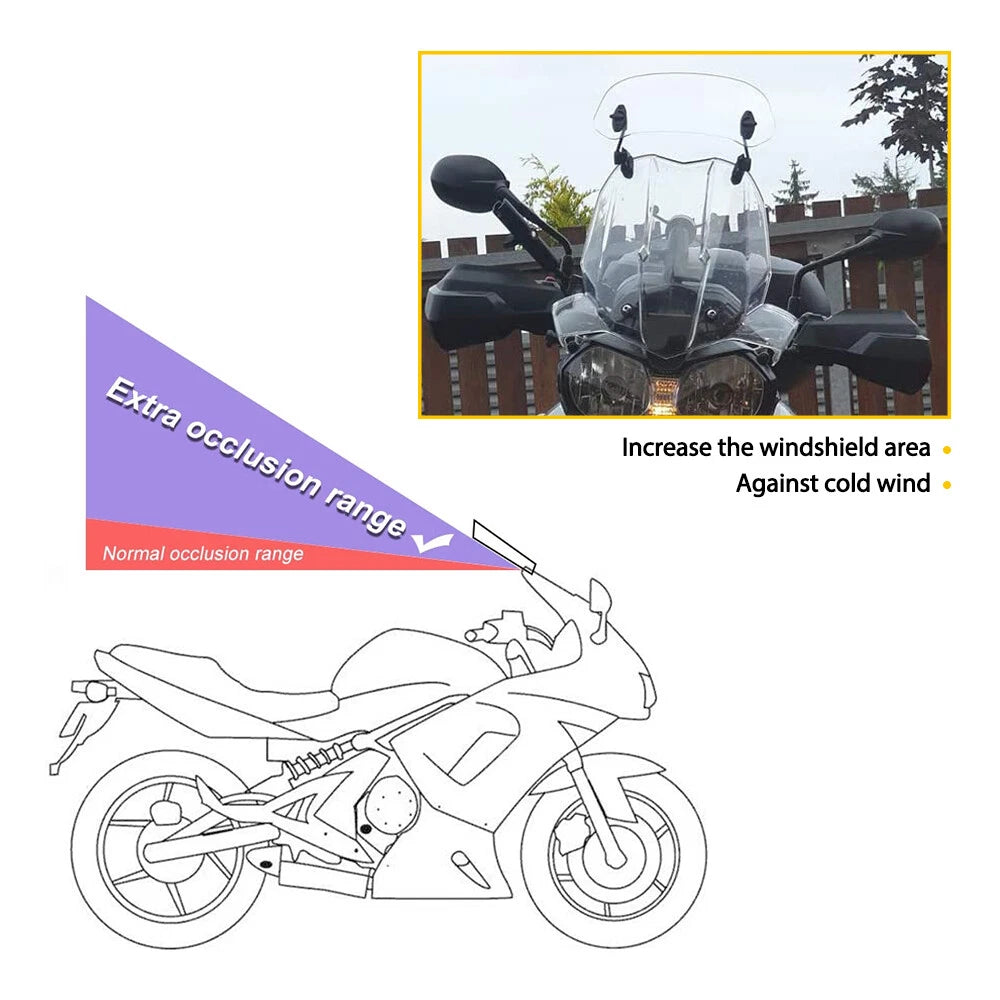 Motorcycle Clip On Windshield Wind screen Deflector Extension Spoiler USEOA 6B93BC-57