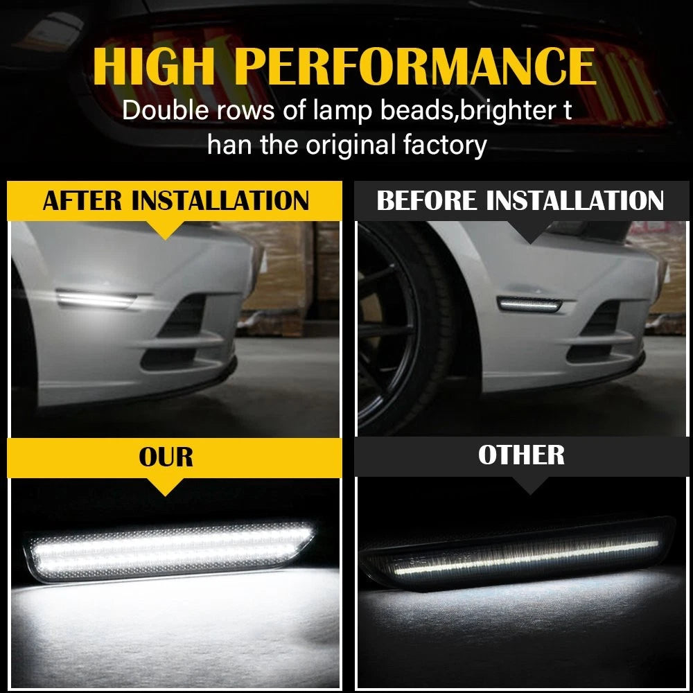 Smoke Fender Side LED Marker Lights Bumper Lamp For 2010-2014 Ford Mustang EOA 6B93BC-57