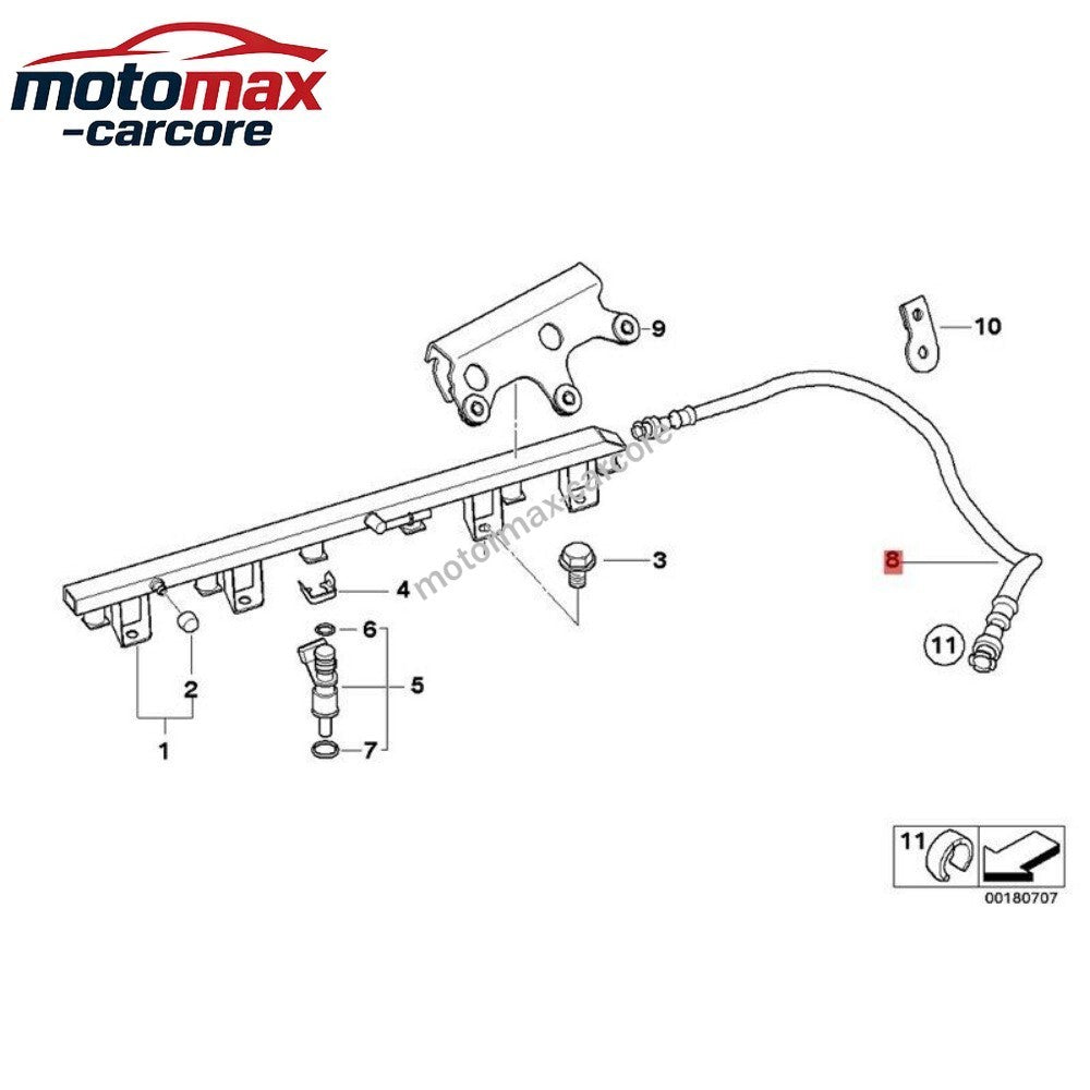 13537560586 Fuel Hose Inlet to Fuel Rail For BMW 1 3 Series E82 E87 E88 E90 E91 6B93BC-57