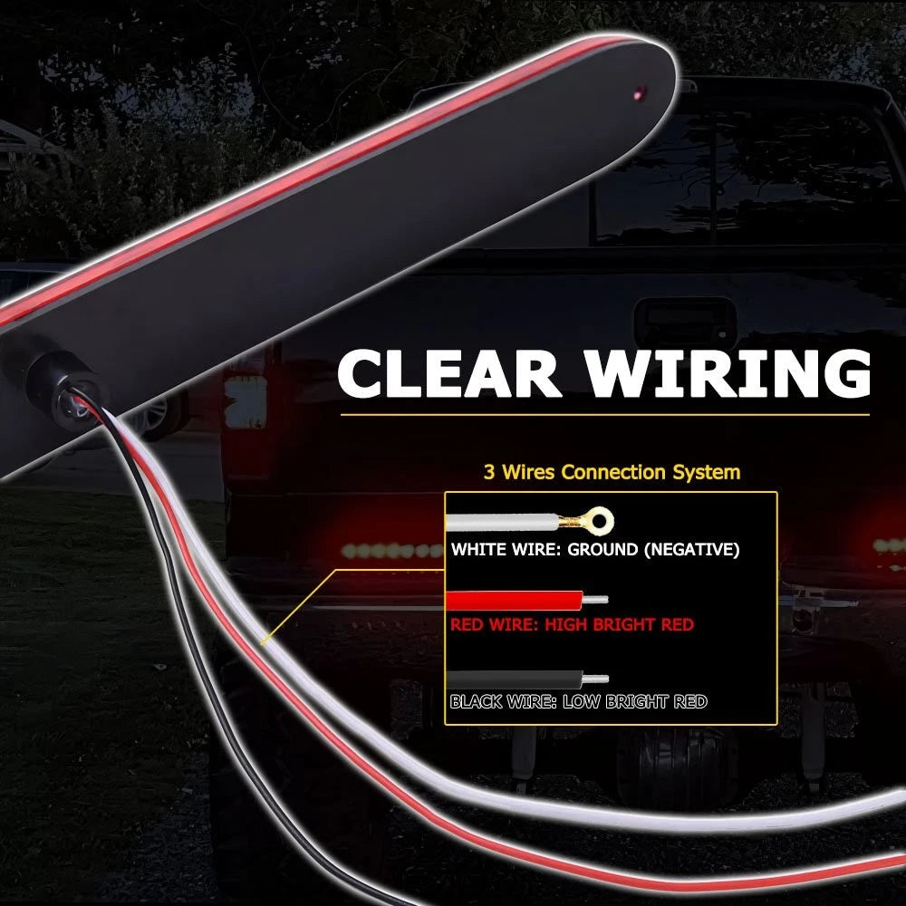 2PCS 15" 11 LED Red Truck Trailer Light Bar Stop Turn Tail Brake Light Strip Kit 6B93BC-57