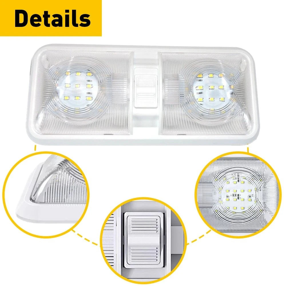 Universal LED Car Vehicle Interior DOUBLE Dome Light Roof Ceiling Lamp White 12V 6B93BC-57