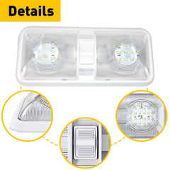 Universal LED Car Vehicle Interior DOUBLE Dome Light Roof Ceiling Lamp White 12V 6B93BC-57