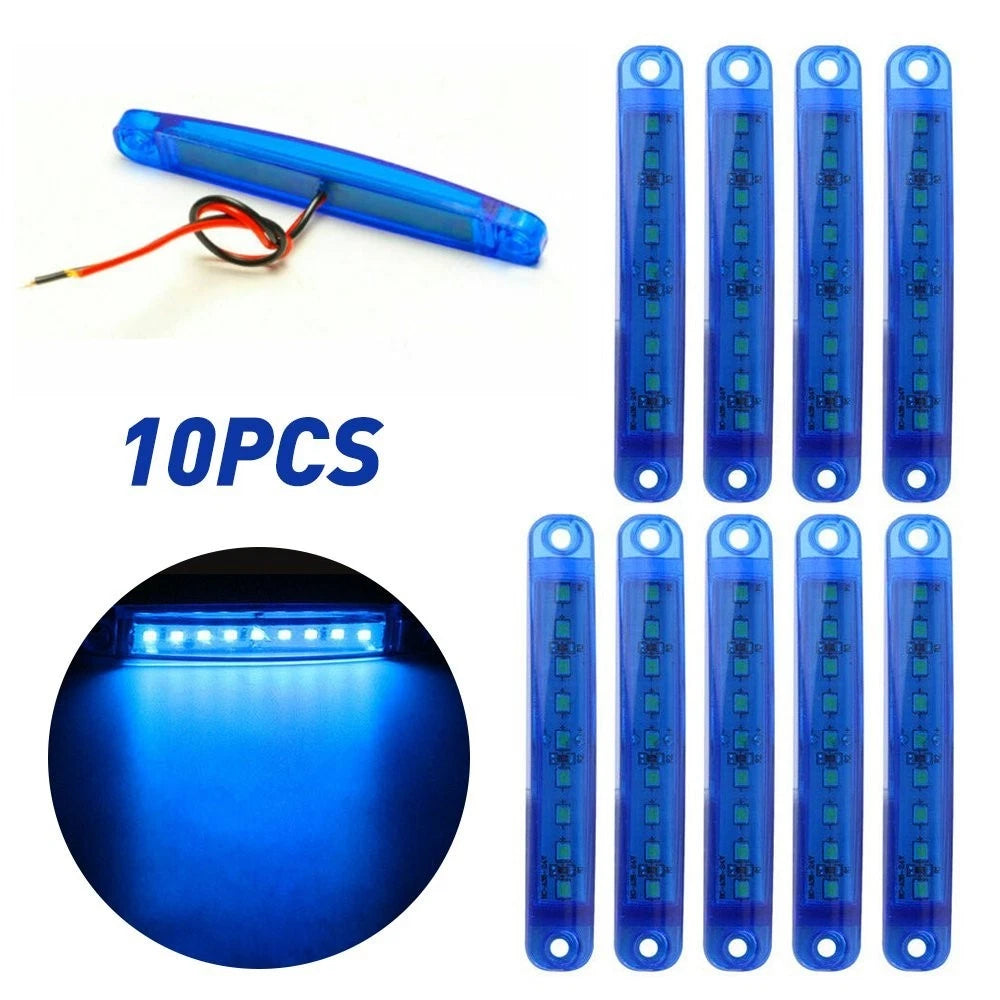10X 12V Blue LED Side Clearance Marker Truck Trailer Van Lights Waterproof Lamp 6B93BC-57