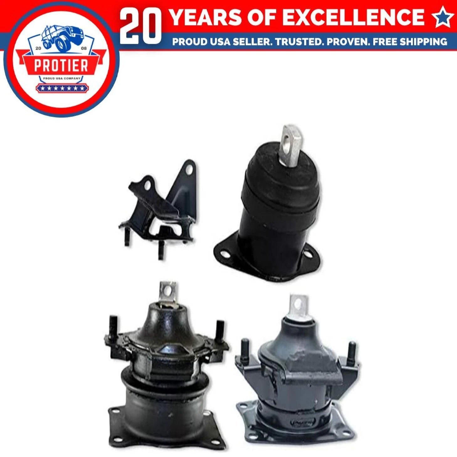 Fits 2003-2007 Honda Accord 2.4L MANUAL Motor & Rear Trans Mount Set 4pcs : 6B93BC-57