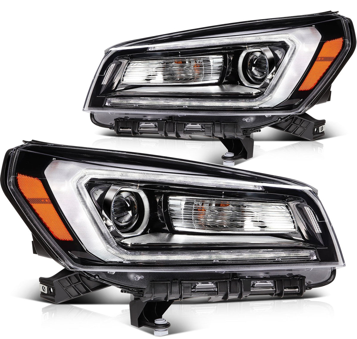 ECCPP LED Headlights Assembly For GMC Acadia 3.6L 2013-2017 Pair Kit Black Amber 6B93BC-57