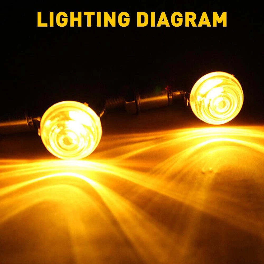 2x For Honda Motorcycle Amber Chrome LED Turn Signal Light Bullet Brake Blinker 6B93BC-57