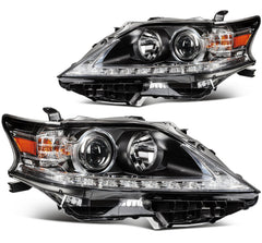 Pair Kit Headlights Assembly For 2013-2015 Lexus RX350 RX450h 3.5L Black Amber 6B93BC-57