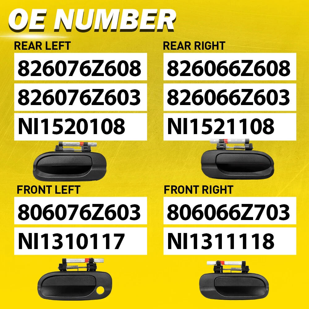 4pcs Exterior Door Handles Set Fits for 2000-2006 Nissan Sentra Front & Rear EOA 6B93BC-57