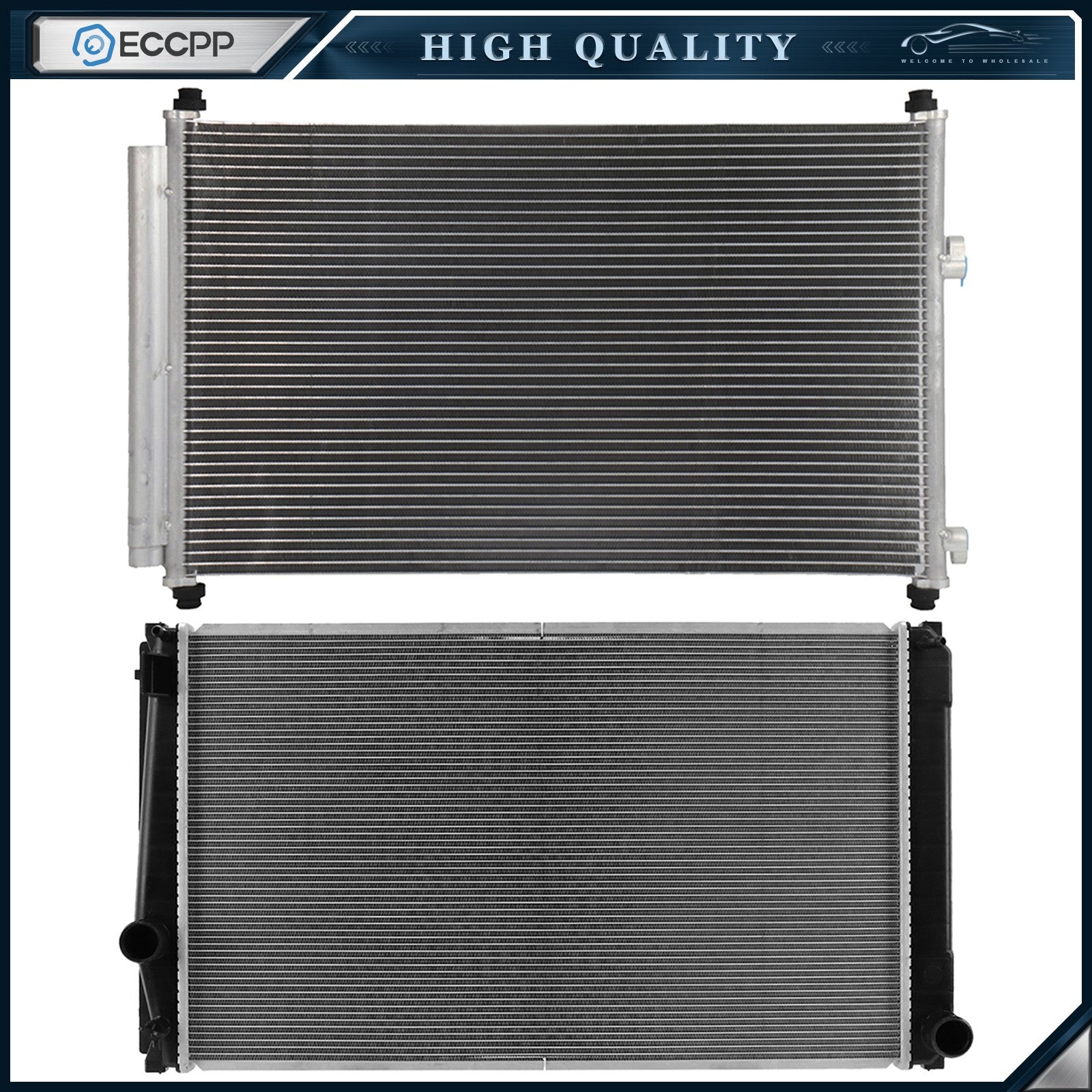 Aluminum Radiator & AC Condenser Cooling Kit For 2006-2011 2012 Toyota RAV4 6B93BC-57