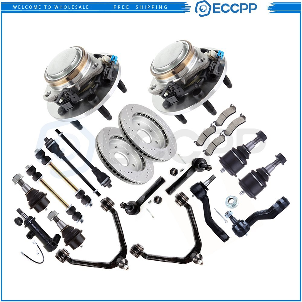 Front Suspension Kits Wheel Hub Bearing with Brake Rotor Pad For 2000-2006 Tahoe 6B93BC-57