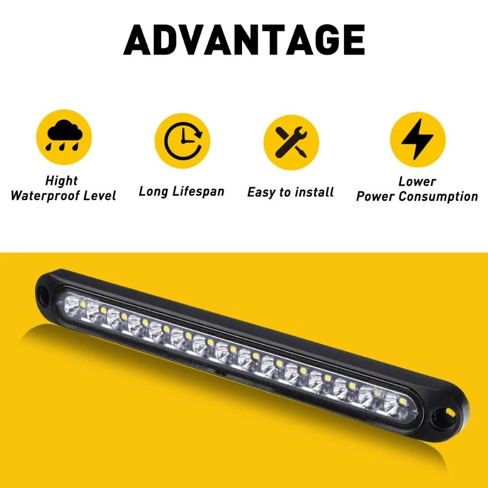 2PCS 10" 15LED Reverse Clearance Light Backup Bar Strip For Truck Trailer Cargo 6B93BC-57