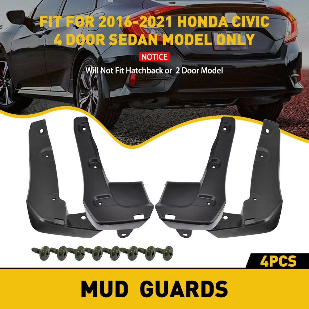 2016-2022 For Civic Honda Sedan 4 Door Mud Flaps Splash Guards Mudguards EOA 6B93BC-57