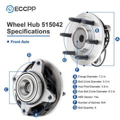 1Pc Wheel Hub Bearing Front RWD For Ford Expedition Lincoln Navigator 2003-2006 KOEEP