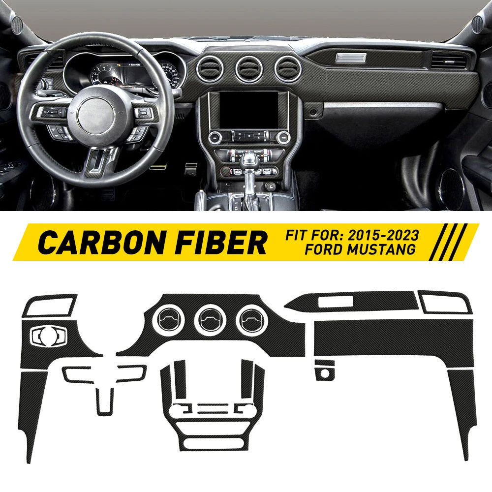 30PCS Carbon Fiber Full Set Interior Decoration Trim Kit For 2015+ Ford Mustang 6B93BC-57