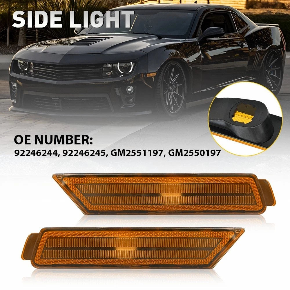 Amber Lens Front Side Marker Signal Lights Reflectors For 2010-15 Chevy Camaro A 6B93BC-57