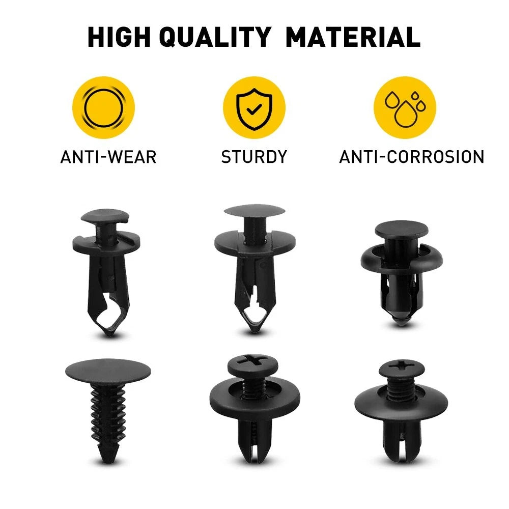 190PCS Car Body Trim Clips Retainer Bumper Rivets Screw Panel Push Fastener Kits 6B93BC-57