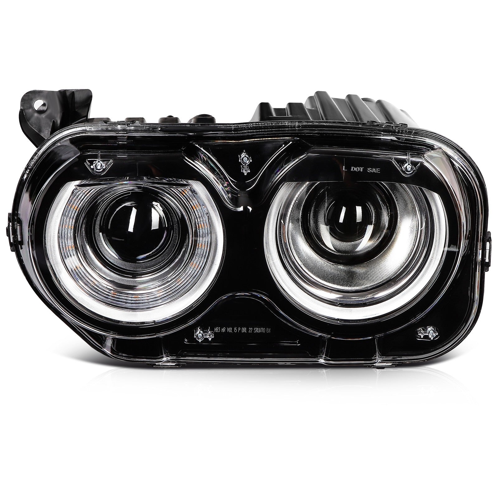 Pair Kit LED Black Headlights Assembly For 2015-2022 Dodge Challenger Black 6B93BC-57