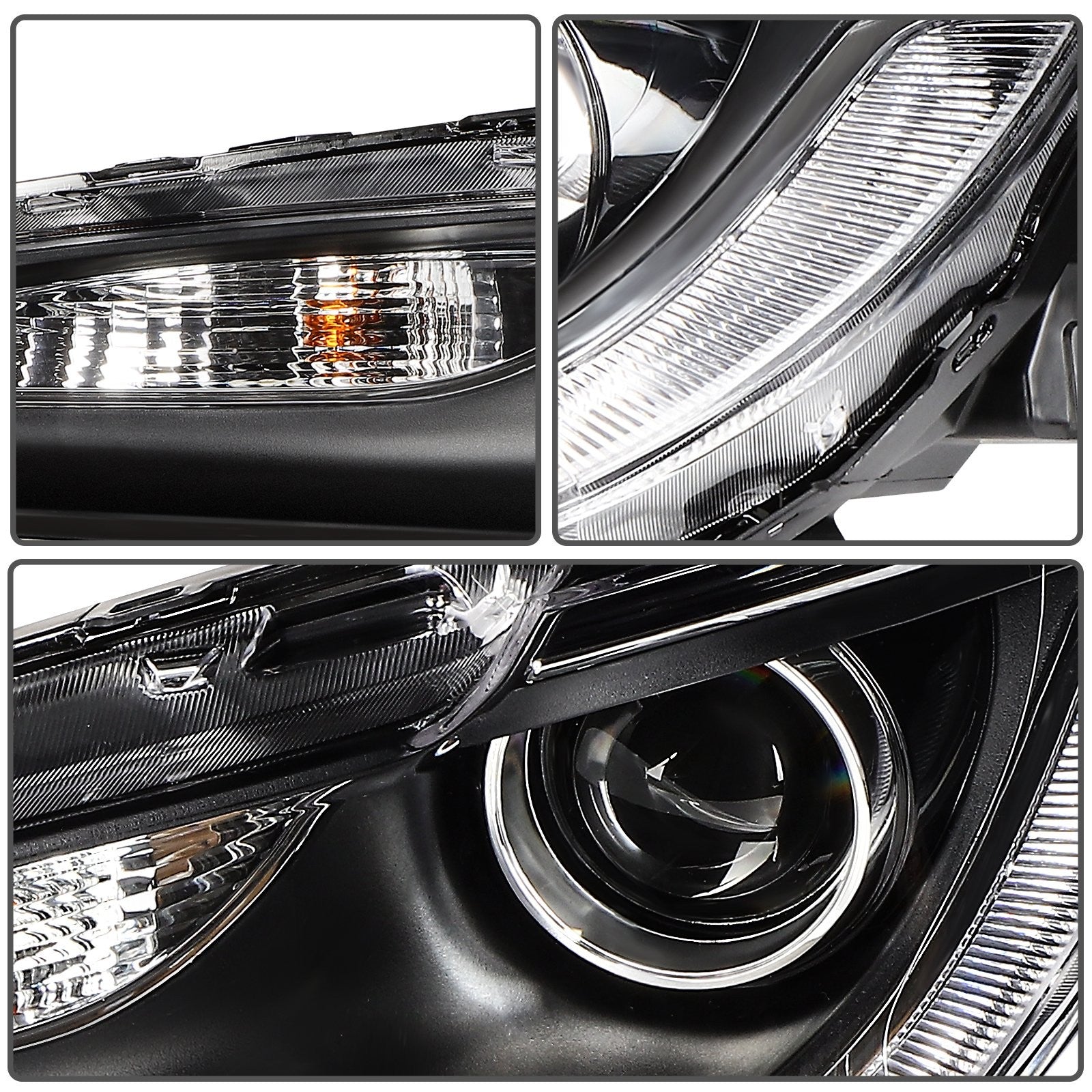 ECCPP Headlights Assembly For Chrysler 200 2.4L 3.6L 2015-2017 Pair Kit Black 6B93BC-57