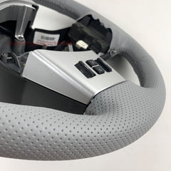 Light Gray &Hole Leather Steering Wheel Stitch on Wrap Cover For Nissan Frontier