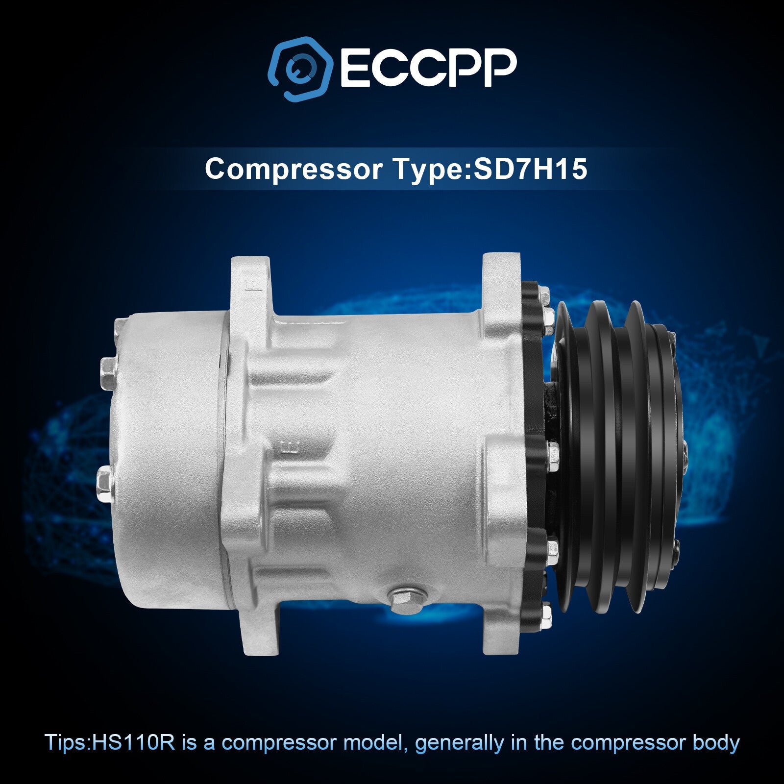 ECCPP A/C AC Compressor W/ Clutch For Peterbilt 357 8.9L 2001-2002 377 378 2000 6B93BC-57