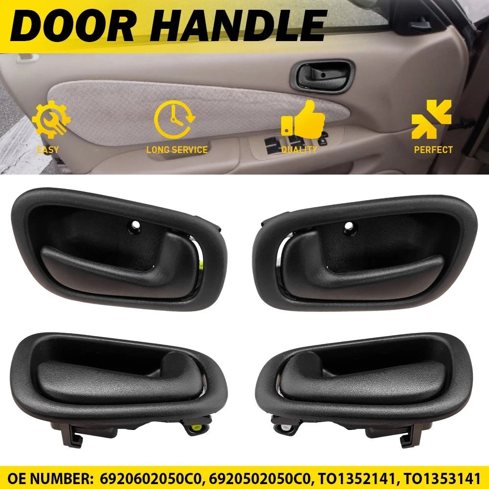 4PC Interior Door Handle For 1998-2002 Toyota Corolla/Chevrolet Prizm Black EOA 6B93BC-57