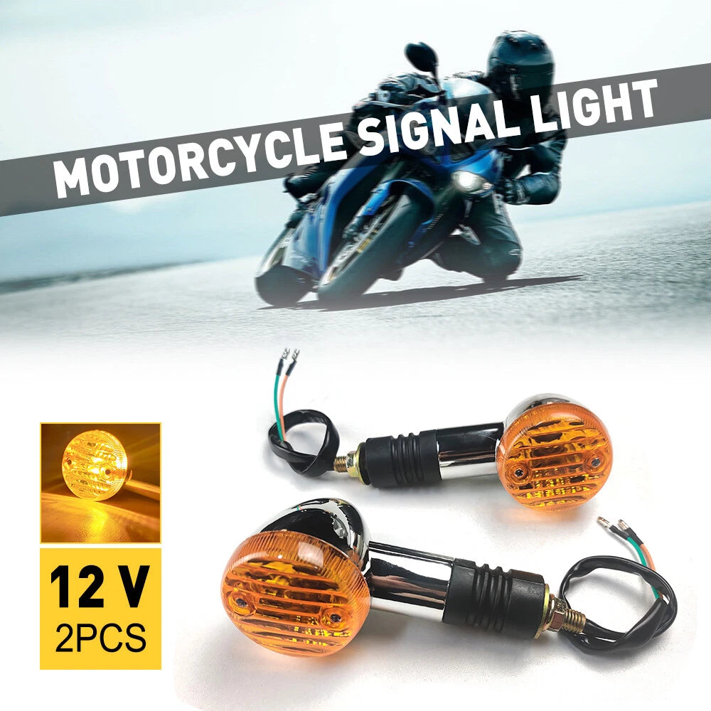 2pcs Chrome Motorcycle Bullet Signals Turn Blinker Light Indicator Lamps Amber 6B93BC-57