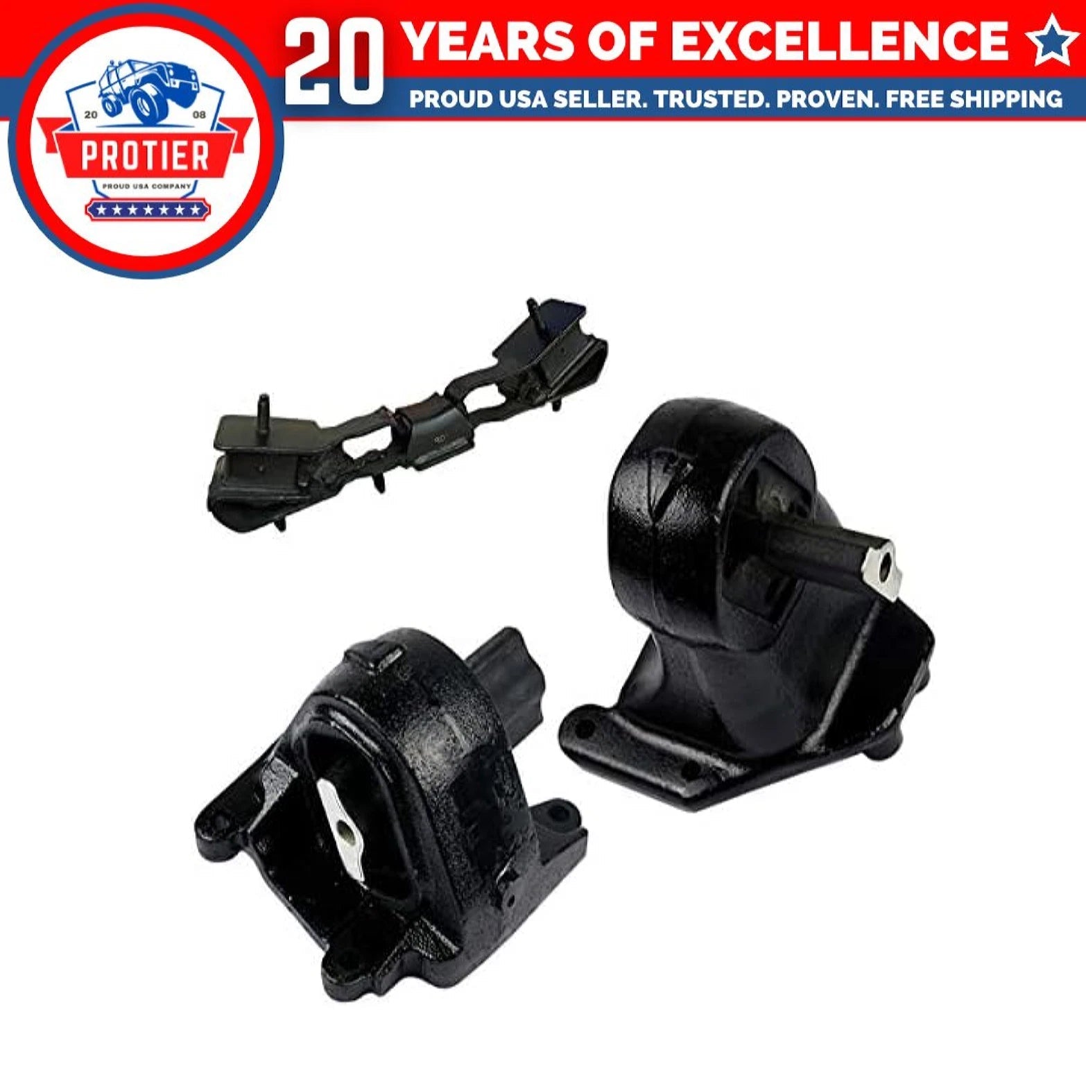 Engine Motor Mount & Transmission Mount Set 3pc Compatible with Fits 2012-2017 6B93BC-57
