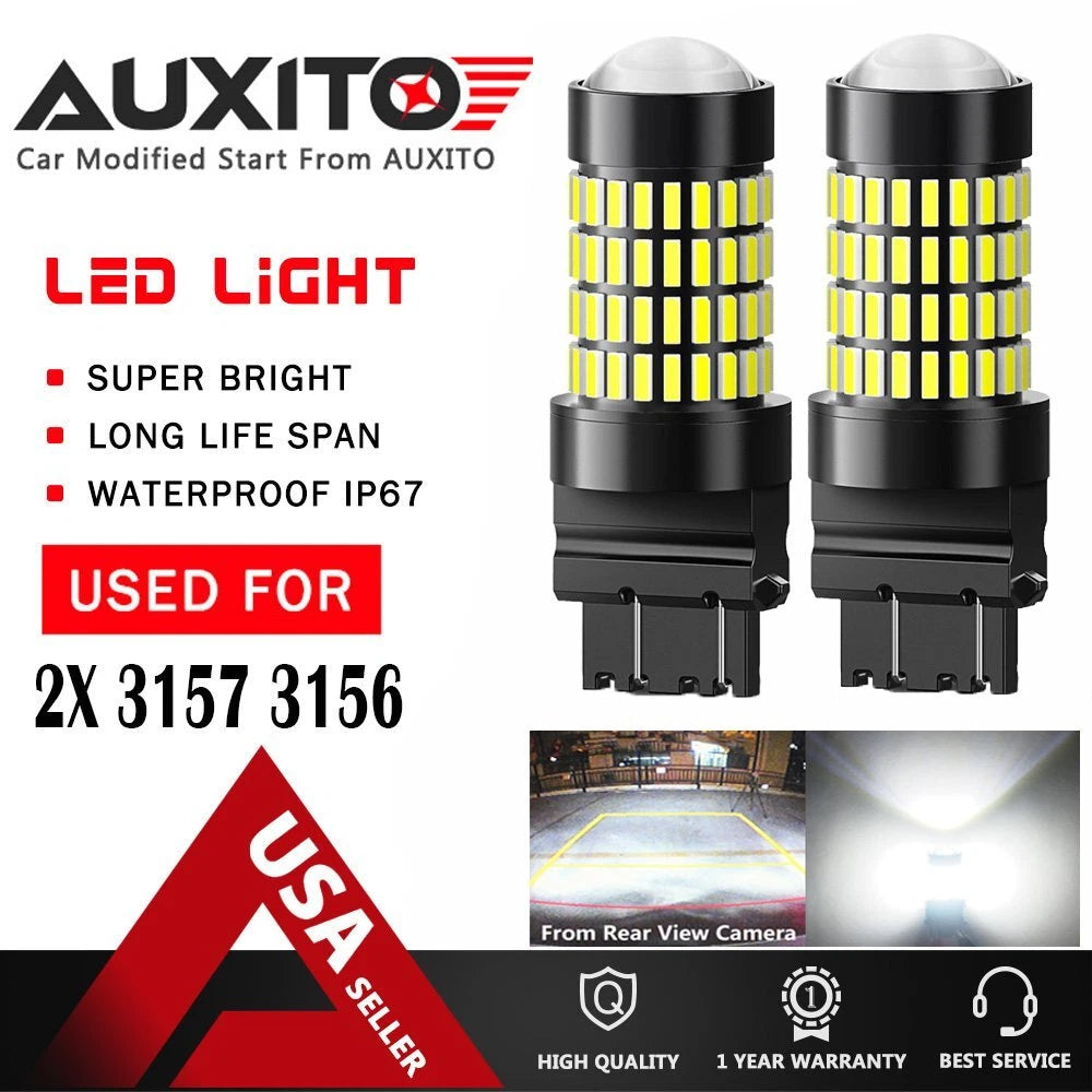 AUXITO 2X 3157 3156 T25 Back up Reverse Light White LED Tail bulb 102SMD EA AUXITO