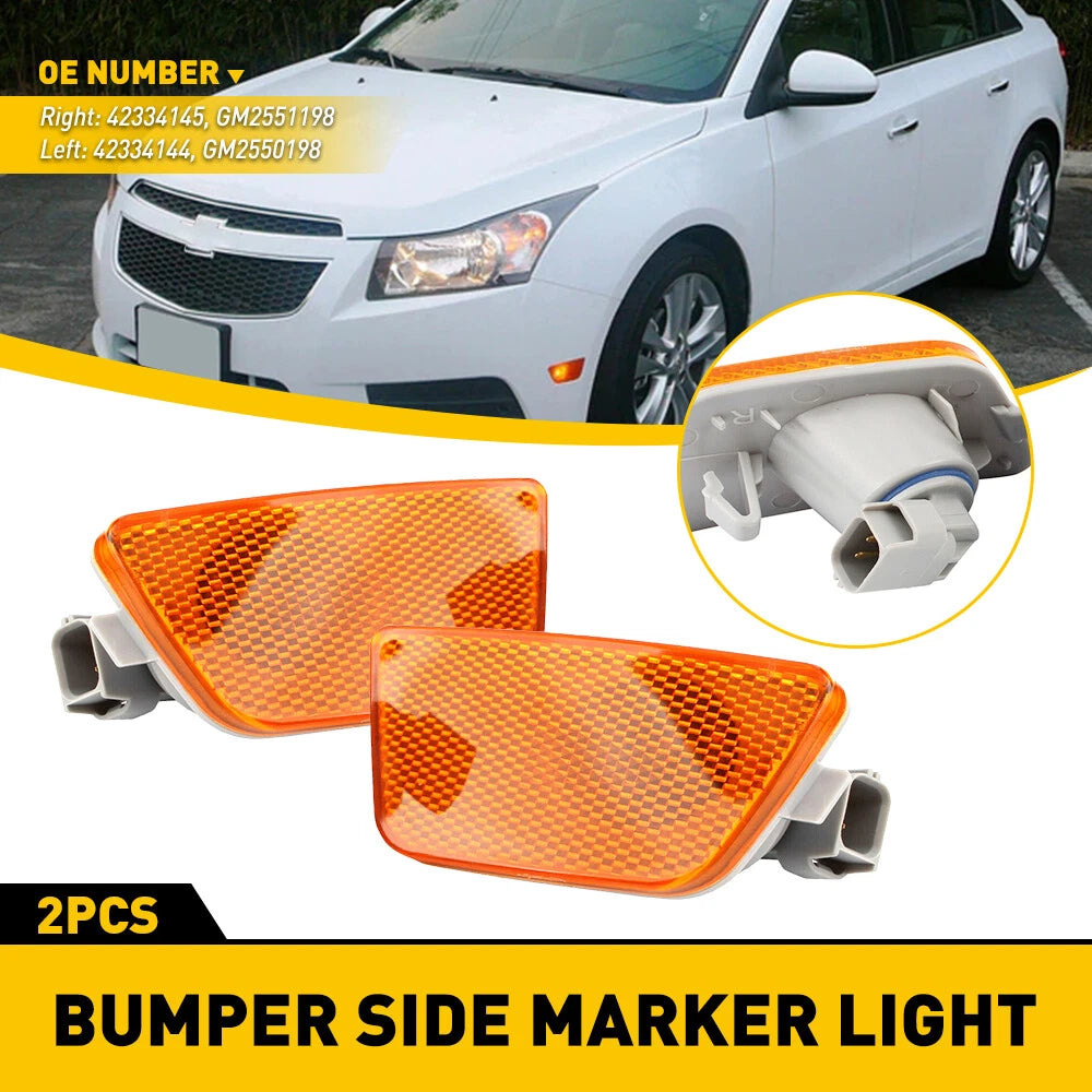 Amber Lens Front Bumper Side Marker Lights For 2011-15 Chevy Chevrolet Cruze EOA 6B93BC-57