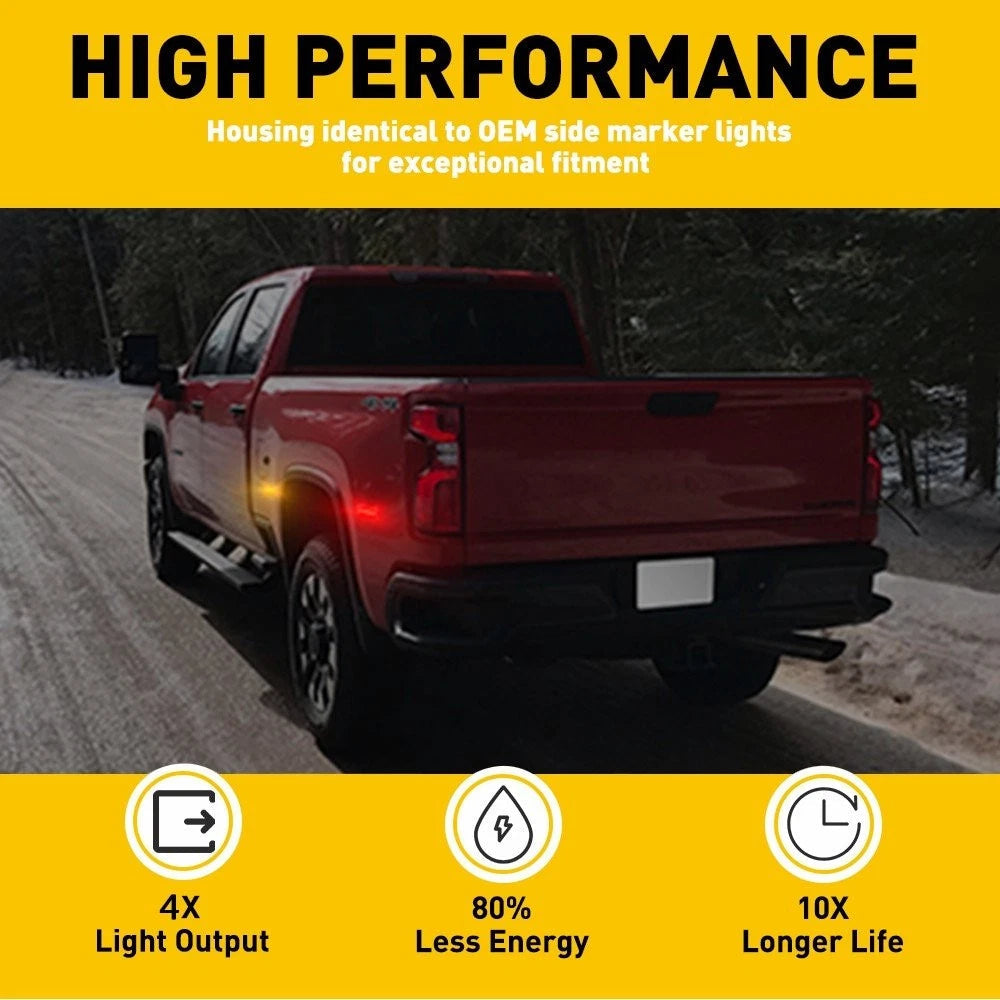 4X For 2015-23 Chevy Silverado 2500HD/3500HD Dually Bed LED Side Marker Light EA 6B93BC-57