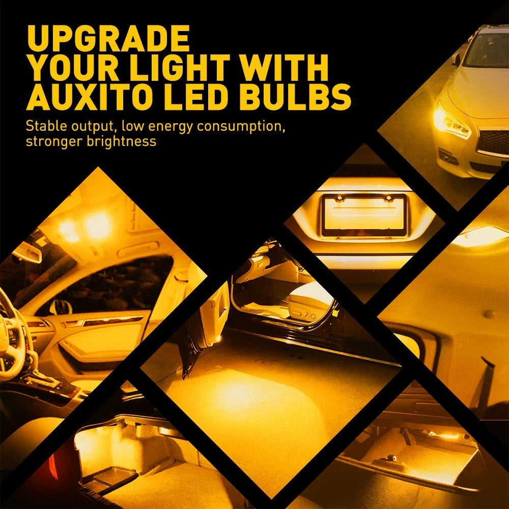 10X Amber AUXITO 175 2825 Light Bulb Super Bright 168 194 T10 LED Parking 3000K AUXITO