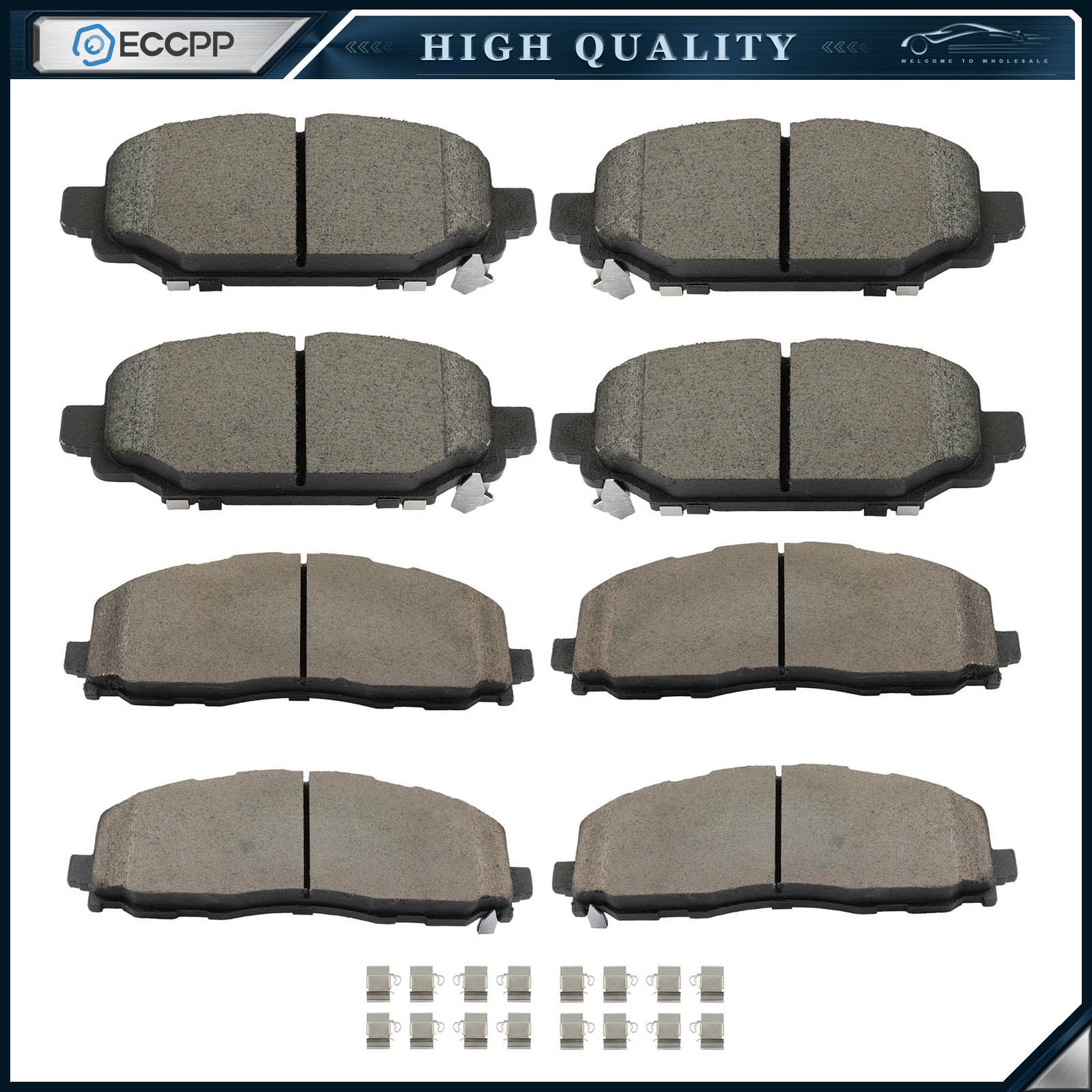 Front And Rear Ceramic Brake Pads Kit For 2019 2020 2021 2022 Jeep Wrangler 6B93BC-57