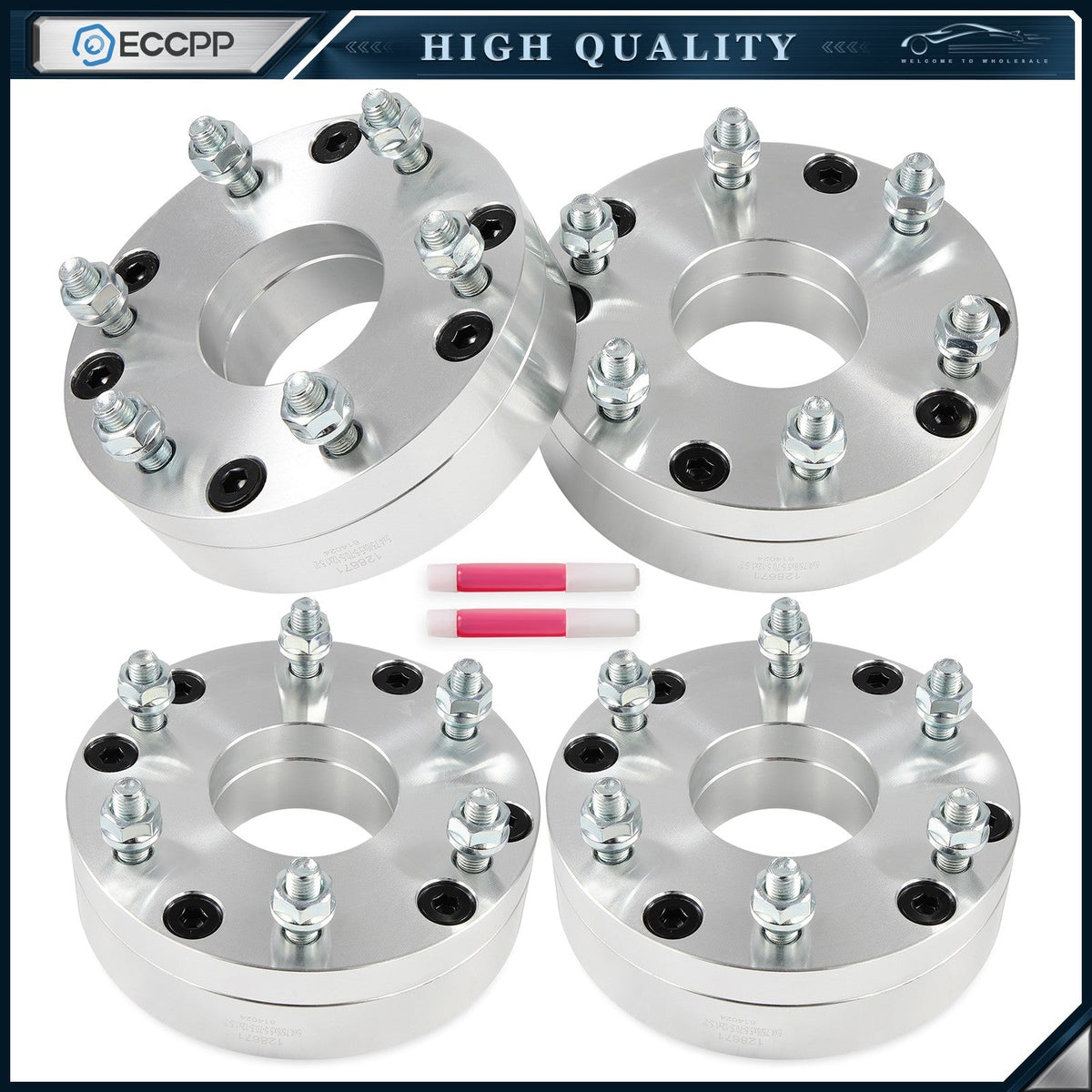 4 Pcs 2" 5x4.75 to 6x5.5 Wheel Adapters 12x1.5 For Chevrolet GMC 5 Lug to 6 Lug 6B93BC-57