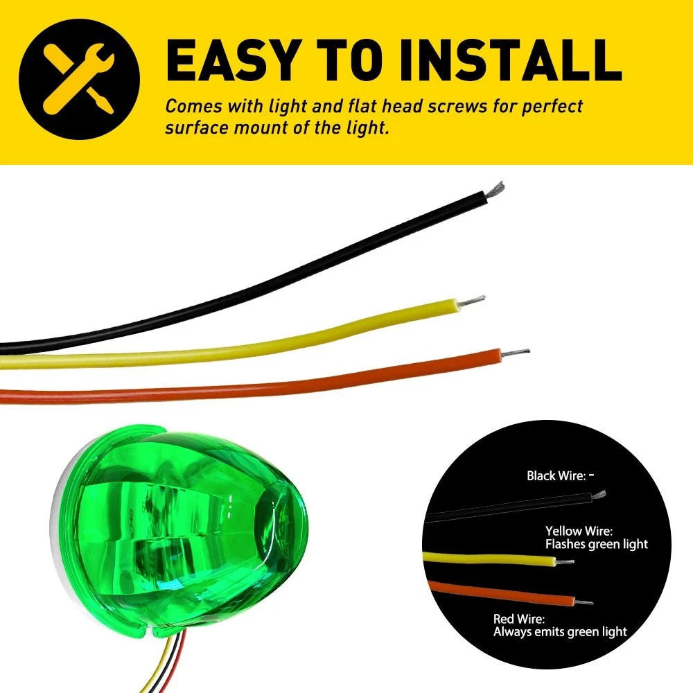 6X Green LED Watermelon LightsSide Marker Truck Trailer Chrome Housing 12-24V EA 6B93BC-57