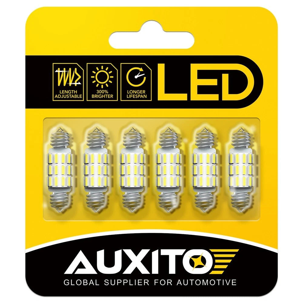 6pcs AUXITO CANBUS 31MM Festoon DE3175 LED Map Dome Interior Light Bulbs EOA AUXITO