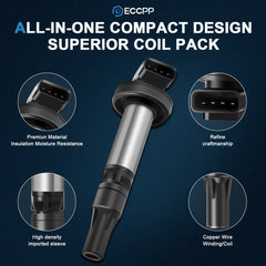 ECCPP 6 Ignition Coils For 4.2L V8 Jaguar S-Type Super Vanden Plas XF XJ8 XJR XK ECCPP