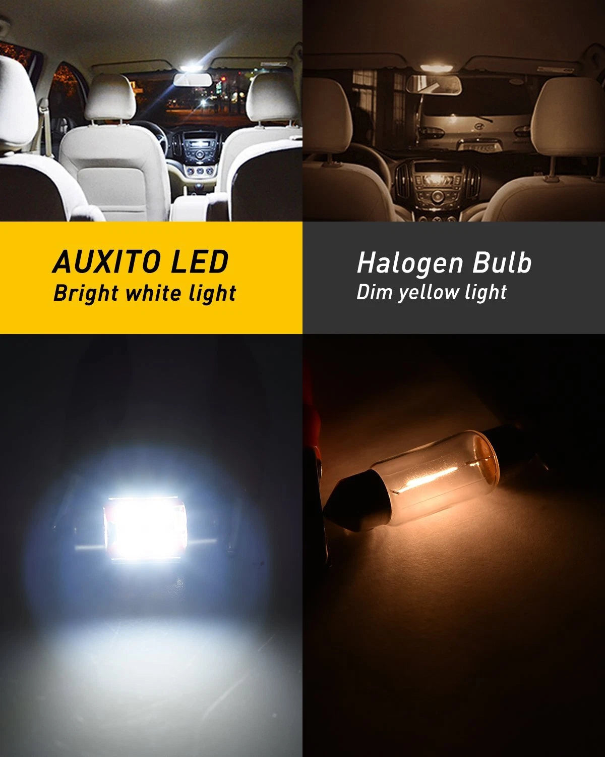 AUXITO CANBUS 4X 31MM Festoon DE3175 LED Map/Dome Interior Light Bulbs 6000K AUXITO