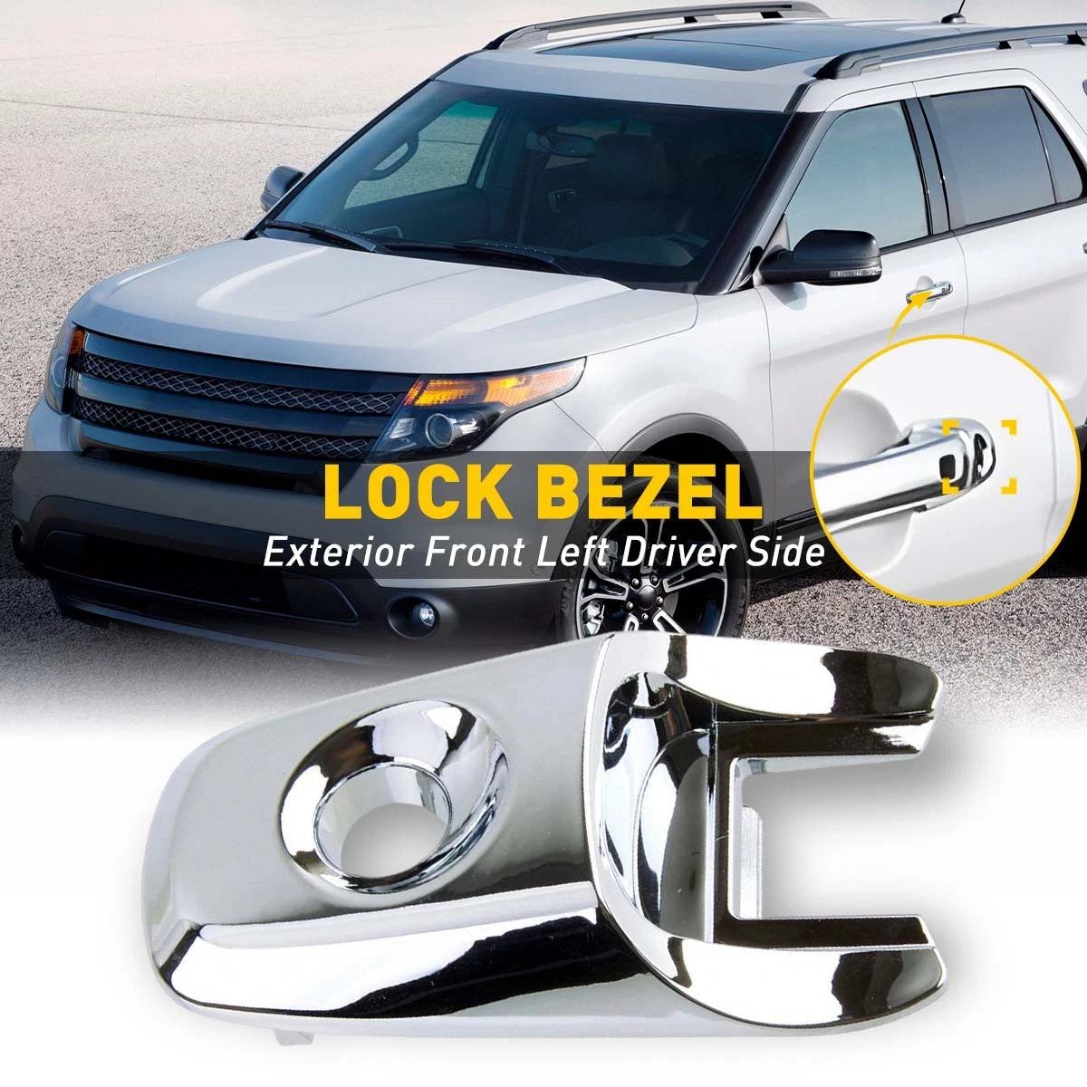 For Ford Explorer Front Driver Handle Lock Chrome Exterior Door Cylinder Cap EOA 6B93BC-57